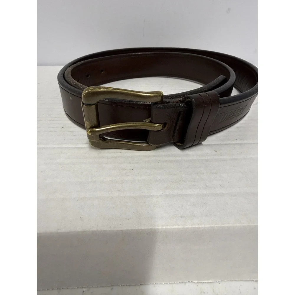 Duluth Trading Co Leather Belt Size 48 Brown Roller Buckle‎ Heavy Duty Work Belt